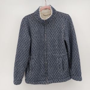 LL BEAN Full Zip Diamond Jacquard Anorak Jacket Medium